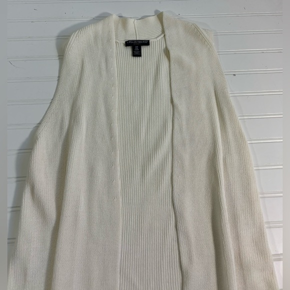 A Pea In The Pod Maternity Open Front Sweater Vest White Womens Size S/M - Picture 10 of 14